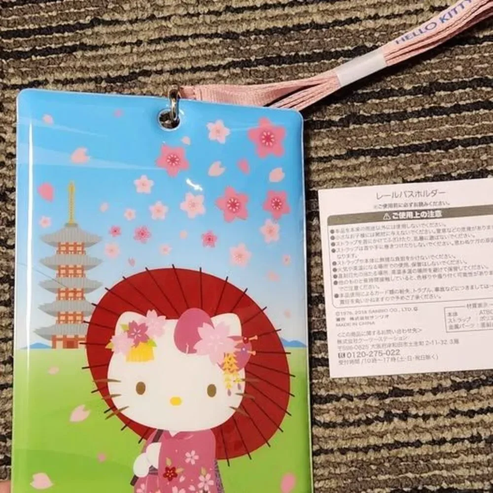 New Hello Kitty Rail Ticket ID Passport Holder Lanyard Japan Exclusive